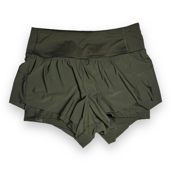 Lululemon Womens Size 4 Squad Goals 3.5" Lined Running Shorts Dark Olive Green - Picture 2 of 14